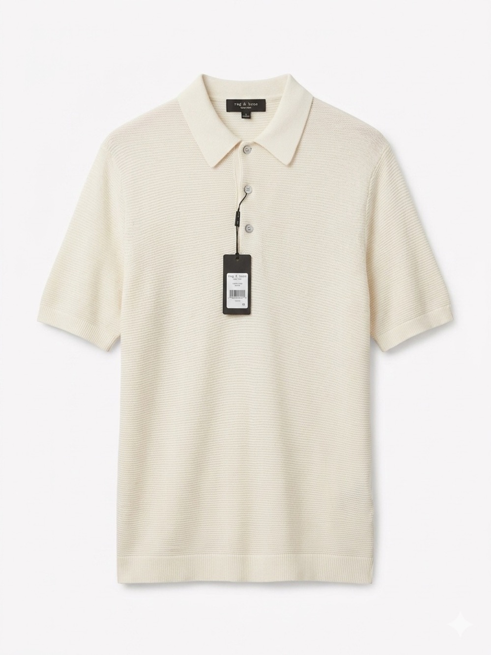rag & bone Lewis Polo Ivory Knit Sweater Shirt NWT XL Luxury Minimalist